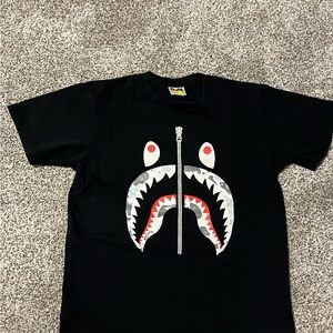 BAPE Space Camo Front Shark Tee Black Glow in the Dark Size L